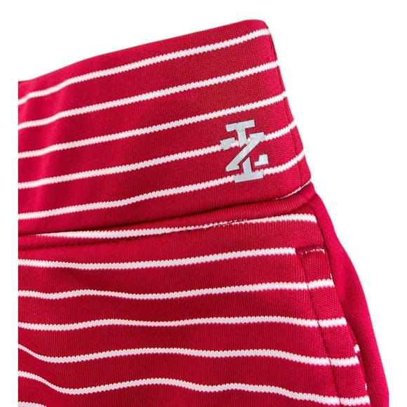 IZOD Golf Skort Sz L Red Striped Stretch Pockets Full Skirt Athletic Athleisure - Picture 2 of 4